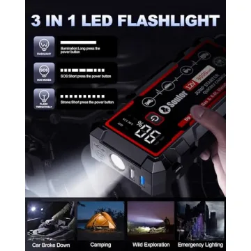5000A Portable Jump Starter with Quick Charge and Flashlight