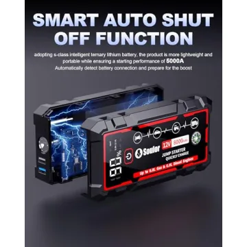 5000A Portable Jump Starter with Quick Charge and Flashlight