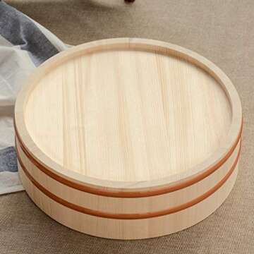 Kichgather 14.2 Inch Wooden Sushi Rice Bowl - Ultimate Mixing Tub