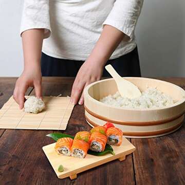 Kichgather 14.2 Inch Wooden Sushi Rice Bowl - Ultimate Mixing Tub