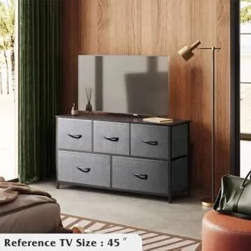 WLIVE Dresser with 5 Drawers for Compact Spaces - Durable Grey Storage