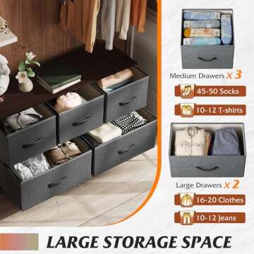 WLIVE Dresser with 5 Drawers for Compact Spaces - Durable Grey Storage