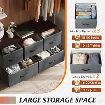 WLIVE Dresser with 5 Drawers for Compact Spaces - Durable Grey Storage