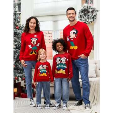 Disney Mickey and Friends Family Matching Christmas Sweatshirts Boys Girls Funny Holiday Christmas Snow Sweatshirts Women-2 L
