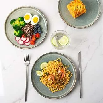 AmorArc Ceramic Plates Set of 6, 8.5 Inch Reactive Glaze Stoneware Plates set, Dessert, Salad, Appetizer, Small Dinner Plates, Microwave, Dishwasher Safe, Scratch Resistant Dishes Set Kitchen Plates