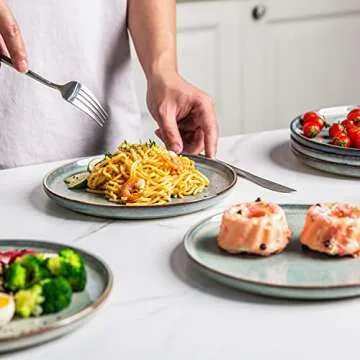 AmorArc Ceramic Plates Set of 6, 8.5 Inch Reactive Glaze Stoneware Plates set, Dessert, Salad, Appetizer, Small Dinner Plates, Microwave, Dishwasher Safe, Scratch Resistant Dishes Set Kitchen Plates