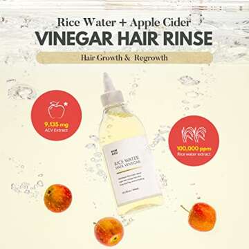 mimosu Apple Cider Vinegar Hair Rinse with Rice Water 10fl.oz, Hair Growth Cleansing Conditioner, Ge...