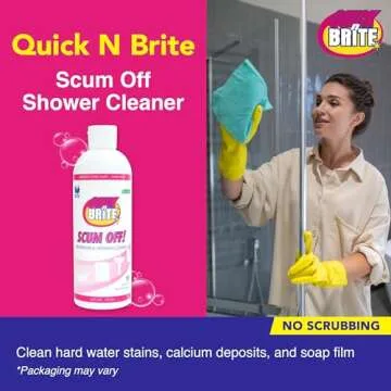 Quick N Brite Scum Off Shower Cleaner - No Scrub, No Harsh Chemical Daily Shower Cleaner, Multi-Surf...