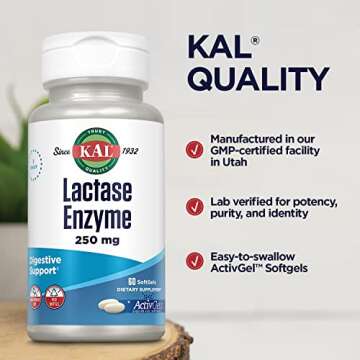 KAL Lactase Enzyme 250 mg for Healthy Digestion Support