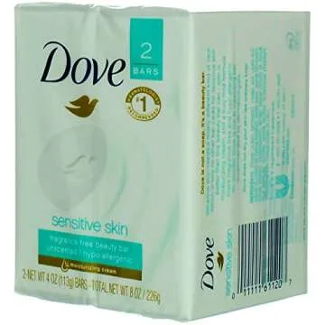 Dove Sensitive Skin Beauty Bar Soap, Unscented, 4 oz, 2 Ct (4 Pack) (Bundle)