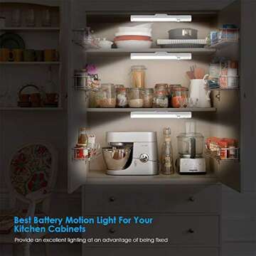 LED Closet Lights Under Cabinet Lighting, 21 LED Battery Operated Lights | Motion Sensor Light | Cab...