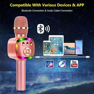 Verkstar Karaoke Microphone with Colorful LED Lights