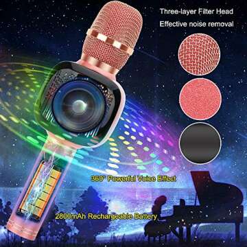 Verkstar Karaoke Microphone with Colorful LED Lights