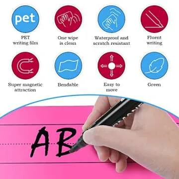 12 Pack Magnetic Sentence Strips for teachers 12 x 3 Inch Magnetic Dry Erase Sentence Strips Lined Reusable Classroom Learning Tool for Office School(Multicolor)