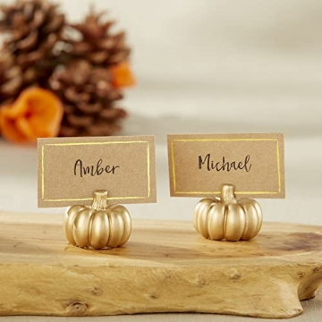Mini Gold Pumpkin Place Card Holders for Fall Decor