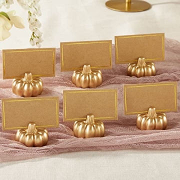 Mini Gold Pumpkin Place Card Holders for Fall Decor