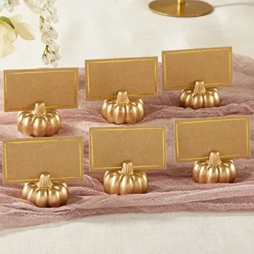 Mini Gold Pumpkin Place Card Holders for Fall Decor
