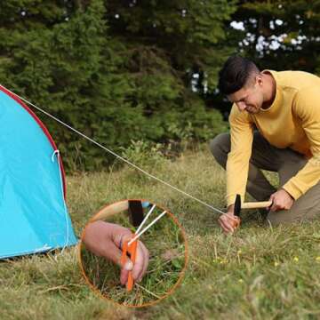 Eurmax USA 10 inch Multiuse Heavy Duty Steel Tent Stakes Tarp Pegs Camping Stakes for Outdoor Campin...