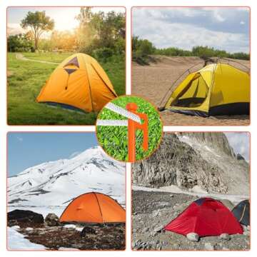 Eurmax USA 10 inch Multiuse Heavy Duty Steel Tent Stakes Tarp Pegs Camping Stakes for Outdoor Camping Canopy and tarp with 4 Ropes 10FT Length,8pcs(Orange)