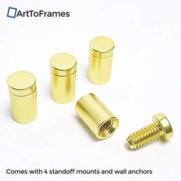 ArtToFrames Floating Acrylic Frame for Pictures Up to 11x17 inches (Full Frame is 15x21) with Gold Standoff Wall Mount Hardware, Acrylic-109-11x17-71