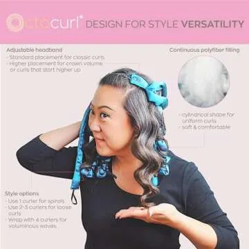 Octocurl Satin Hair Curlers - Heatless Curls Overnight - Headband Curlers for Medium Length Hair (Satin - White)