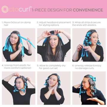 Octocurl Satin Hair Curlers - Heatless Curls Overnight - Headband Curlers for Medium Length Hair (Satin - White)