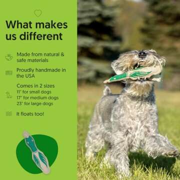 Honest Pet Eco-Quacker Duck Dog Toy - Durable, Floating, Squeaky Fetch Toy - 100% Natural Hemp Canvas & Wool, Lead-Free Ink - Large 23" x 6" x 2.5" Eco-Friendly Dog Toy