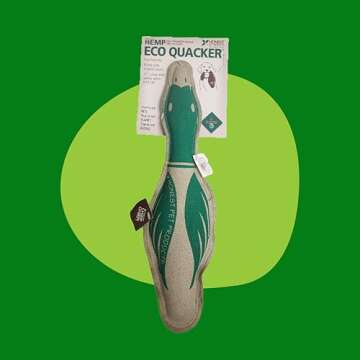 Honest Pet Eco-Quacker Duck Dog Toy - Durable, Floating, Squeaky Fetch Toy - 100% Natural Hemp Canvas & Wool, Lead-Free Ink - Large 23" x 6" x 2.5" Eco-Friendly Dog Toy