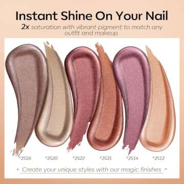 modelones Gel Nail Polish Set, 6 Colors Gel Polish Kit Pearl Nude Brown Shimmer Glitter Orange Red N...