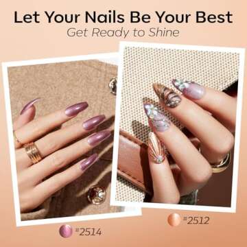 modelones Gel Nail Polish Set, 6 Colors Gel Polish Kit Pearl Nude Brown Shimmer Glitter Orange Red Nail Polish Gel, All Seasons Nails Soak OFF LED Gel Nail Kit Manicure Nail Art Salon DIY Gift