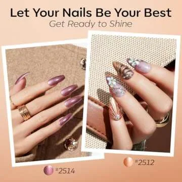 modelones Gel Nail Polish Set, 6 Colors Gel Polish Kit Pearl Nude Brown Shimmer Glitter Orange Red Nail Polish Gel, All Seasons Nails Soak OFF LED Gel Nail Kit Manicure Nail Art Salon DIY Gift