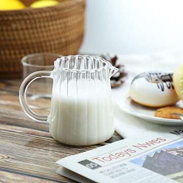 CHOOLD Elegant Wave Shaped Glass Creamer Coffee Milk Creamer Pitcher/Serving Pitcher/Sauce Pitcher/M...