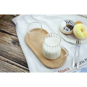 Elegant Wave Shaped Glass Creamer for Kitchen Set of 2