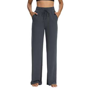 Sarin Mathews Womens Yoga Sweatpants Comfy Wide Leg Lounge