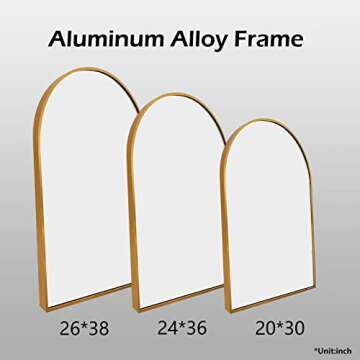 HARRITPURE 26" x 38" Arch Mirror Bathroom Wall Mounted Mirrors Gold Vanity Mirror with Metal Frame for Bedroom Living Room Entryway