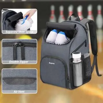 Bosynoy Bowling Backpack with Shoe Compartment