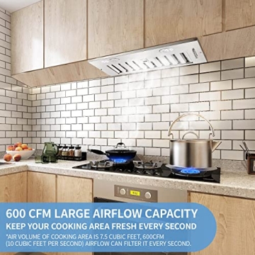 20" Stainless Steel Range Hood Insert 600 CFM