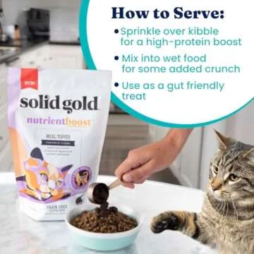 Solid Gold NutrientBoost Meal Topper for Cats - High Protein Crunchy Cat Treats Rich in Vitamins Minerals and Amino Acids - 1 Pound