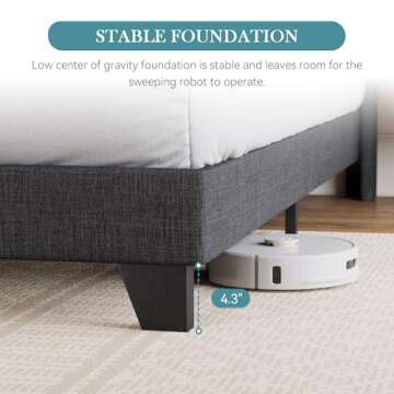 Stylish HOOMIC Queen Wingback Bed Frame – No Box Spring Needed