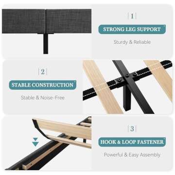 Stylish HOOMIC Queen Wingback Bed Frame – No Box Spring Needed