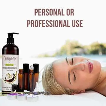 Fractionated Coconut Oil with Roller Bottles - 16 Oz Coconut Oil, 10ml Essential Oil Roller Bottles, Caps, Funnel and Bottle Opener - Carrier Oil for Essential Oils Mixing