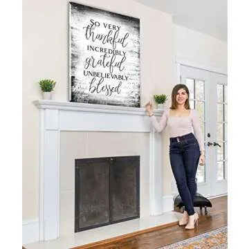 Sense Of Art| Christian Wall Art |Blessed Sign|Quotes Wall Art|Religious Wall Decor|Rustic Home Decor Farmhouse|Christian Wall Decor|Thankful Wall Decor (30 x 40, So Very Thankful V13 (Grey))