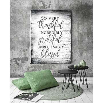 Sense Of Art| Christian Wall Art |Blessed Sign|Quotes Wall Art|Religious Wall Decor|Rustic Home Decor Farmhouse|Christian Wall Decor|Thankful Wall Decor (30 x 40, So Very Thankful V13 (Grey))