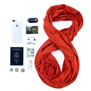 WAYPOINT GOODS Infinity Scarf with Pocket - Stylish and Lightweight Pocket Scarf for Women with Hidden Zipper for Passport, Wallet, and Other Travel Accessories