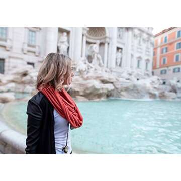 WAYPOINT GOODS Infinity Scarf with Pocket - Stylish and Lightweight Pocket Scarf for Women with Hidden Zipper for Passport, Wallet, and Other Travel Accessories