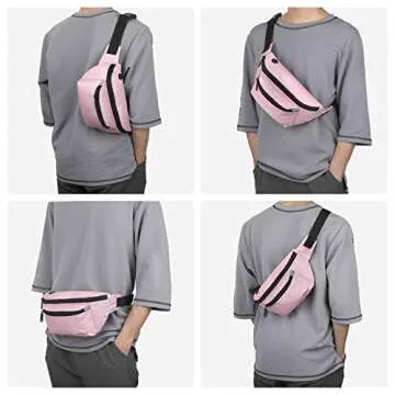 Fanny Packs for Men Women - Waist Bag Packs - Large Capacity Belt Bag for Travel Sports Running Hiking Large, Pink