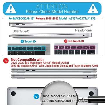 IBENZER Compatible with 2022 2021 2020 MacBook Air 13 inch case M1 A2337 A2179 A1932, Hard Shell Cas...
