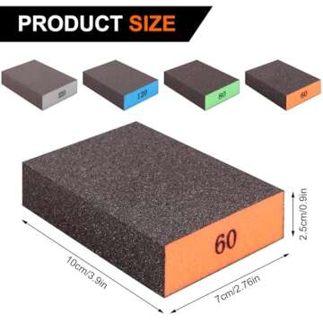 Romeda 8-Pack Sanding Sponge, Four Grits Per Pack 60/80/120/220, Washable and Reusable Handmade Sand...