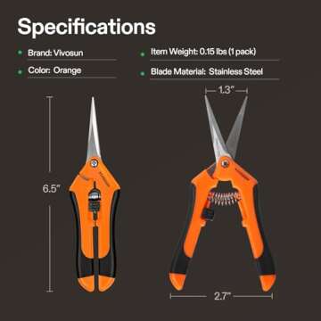 VIVOSUN Ergonomic Gardening Scissors for Comfortable Trimming
