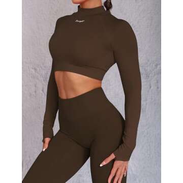 FRESOUGHT Long Sleeve Active Crop Tops for Women